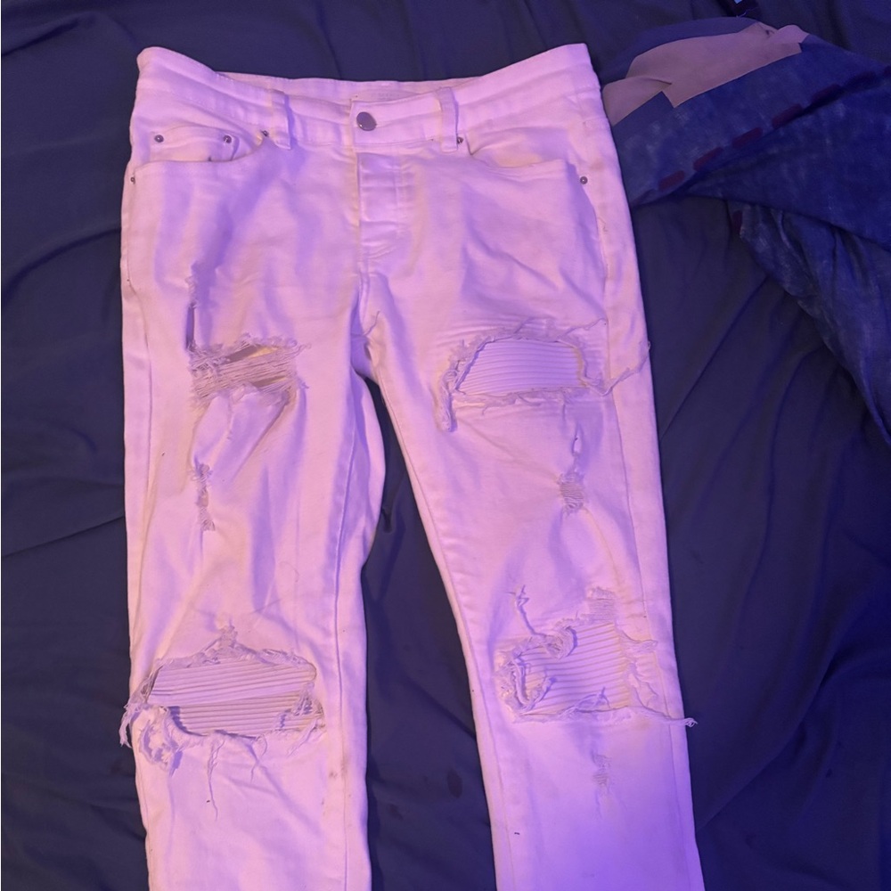 Women's Distressed White Jeans